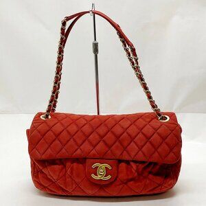 Chanel Shoulder Bag Red Suede Leather mon-1693-090825